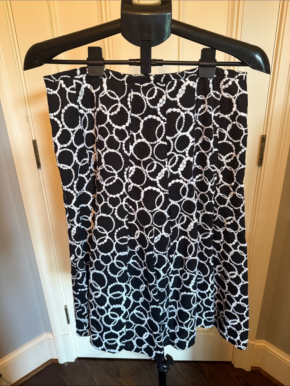 Carole Little Black Skirt with White Circle Print - A-Line